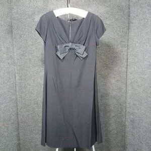 1960's Vintage Black Rayon Vintage Dress with Center Bow